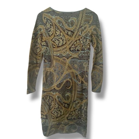 Peruvian Connection Kashmiri Pima Cotton Dress XSmall Black Turquoise Paisley - Picture 5 of 11